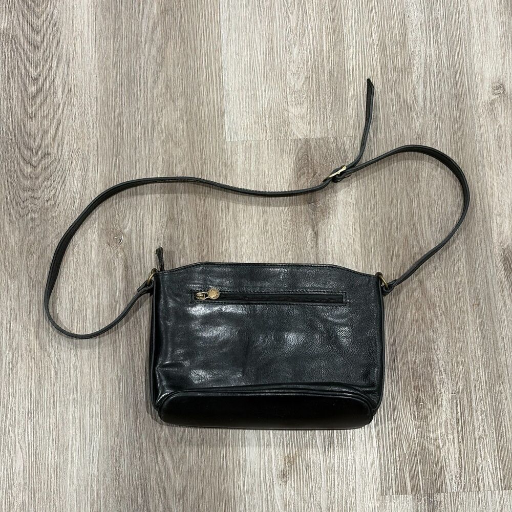 RARE Vtg 90s Borse In Pelle Italian Leather Crossbody Bag Black Italian Purse